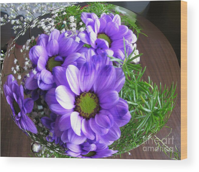 Florist Wood Print featuring the photograph Purple Flowers in the Bubble by Ausra Huntington nee Paulauskaite