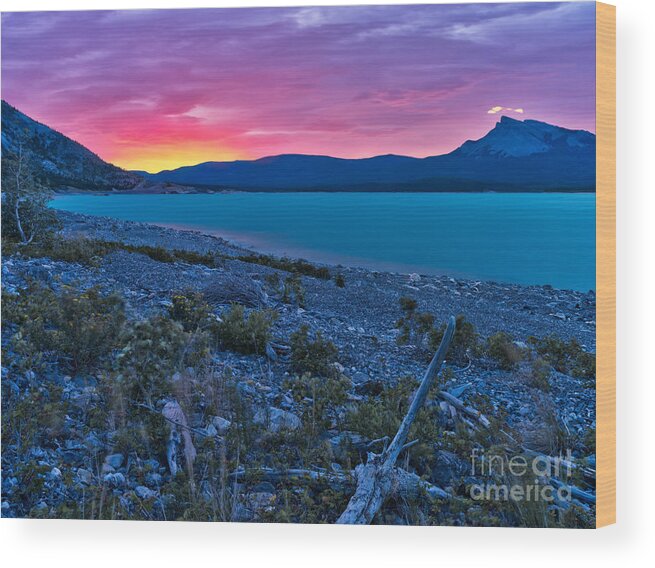 Sunrise Wood Print featuring the photograph Red Glow on Blue by Royce Howland