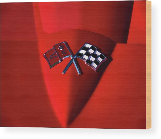 Red Wood Print featuring the digital art Red Stingray Badge by Douglas Pittman