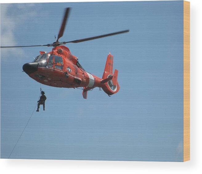 Kathy Long Wood Print featuring the photograph Rescue Helicopter 2 by Kathy Long