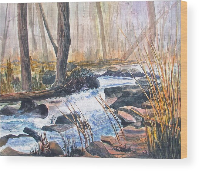 Colorado Wood Print featuring the painting River Rush by Frank SantAgata