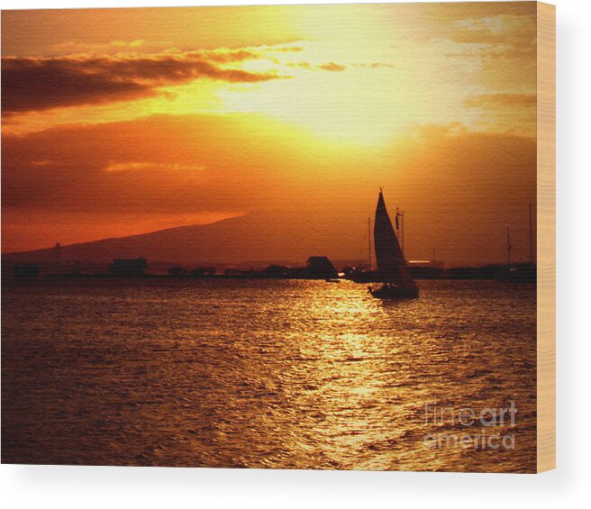 Sunset Wood Print featuring the digital art Sand island Sunset 1 by Dorlea Ho