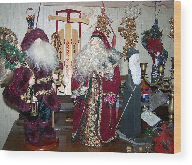 Digital Photography Christmas Artwork Wood Print featuring the photograph Santas Helpers by Laurie Kidd