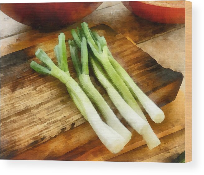 Cook Wood Print featuring the photograph Scallions by Susan Savad