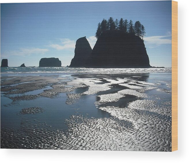 Twilight Wood Print featuring the photograph Seastacks at Second Beach La Push by Kelly Manning