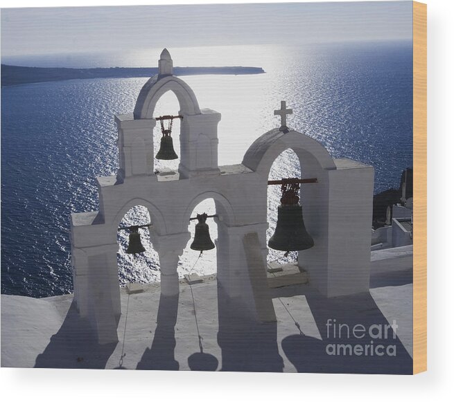 Santorini Wood Print featuring the photograph Shadows of Santorini by Leslie Leda