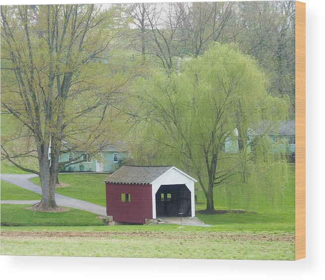 Lancaster County Wood Print featuring the photograph Small Covered Bridge by Jeanette Oberholtzer