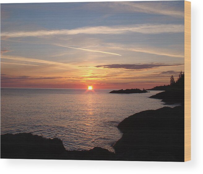 Lake Superior Wood Print featuring the photograph Sun Up on the UP by Bonfire Photography