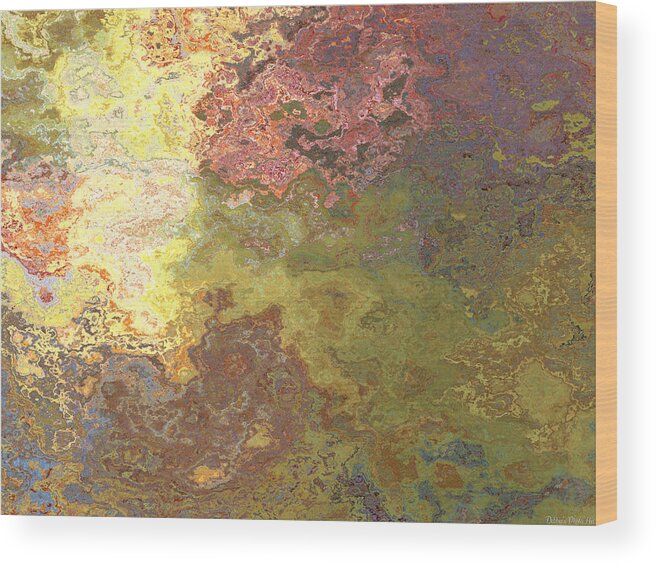 Abstract Wood Print featuring the digital art Sunlit Bricks abstract by Debbie Portwood