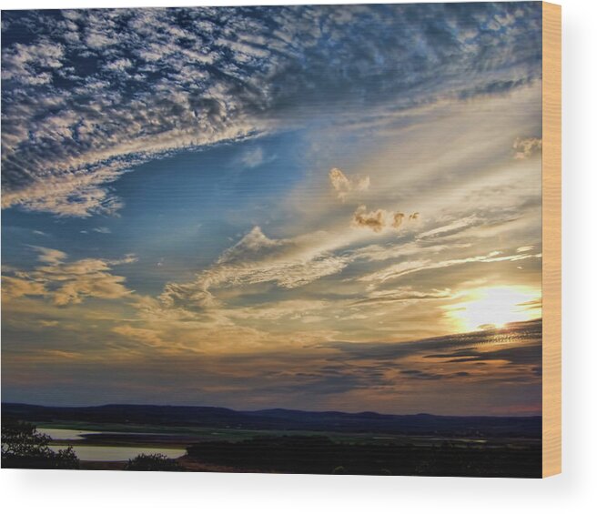 Sunset-lake Buchanan Texas Wood Print featuring the photograph Sunset-Lake Buchanan Texas by Douglas Barnard