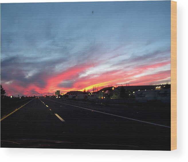 Sunsets Wood Print featuring the photograph Sunset on Route 66 by Kathy Corday