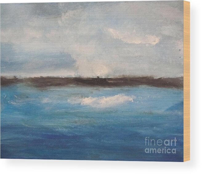 Surf Wood Print featuring the painting Surf and the Skies by Trilby Cole