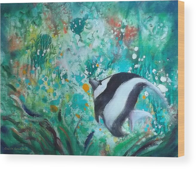 Angel Fish Wood Print featuring the painting Tropical Fish by Gina De Gorna