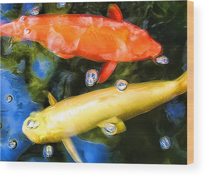 Koi Wood Print featuring the photograph Two Koi Cruising by Paul Cutright