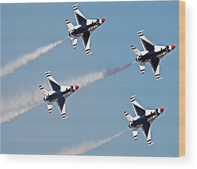 Thunderbird Wood Print featuring the photograph USAF F-16 Thunderbirds by Nick Kloepping