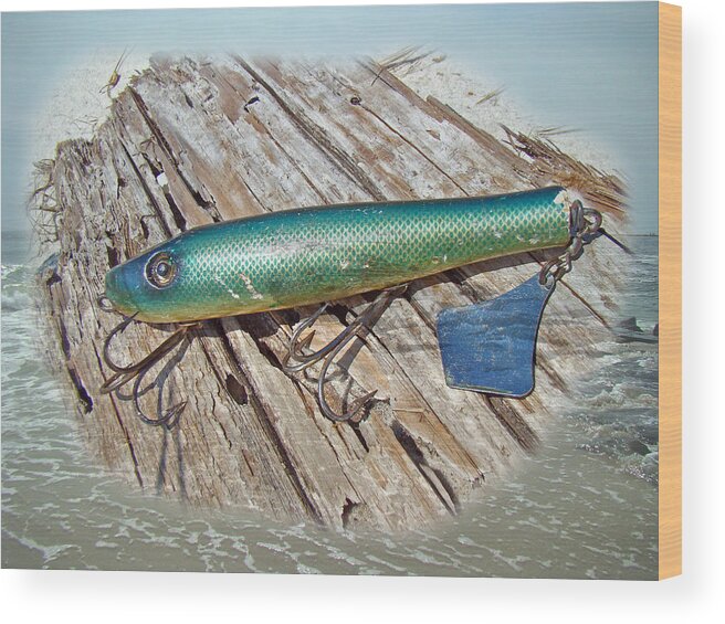 Vintage Lido Flaptail Saltwater Fishing Lure Wood Print by Carol