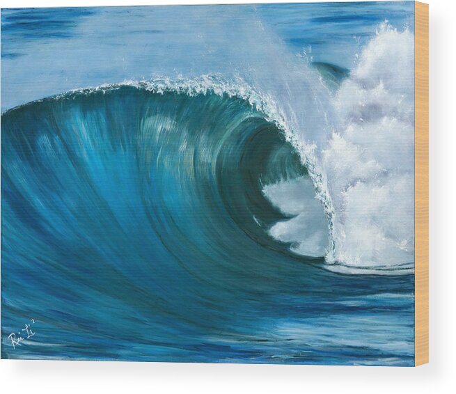 Wave Two Wood Print featuring the painting Wave 2 by Lisa Reinhardt