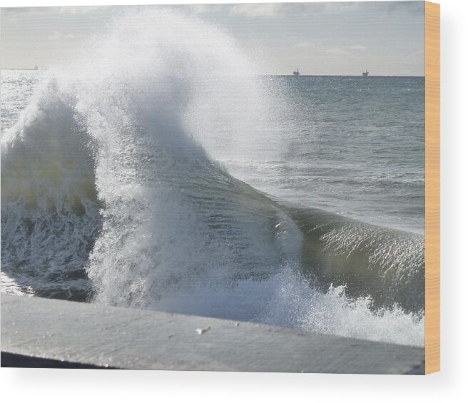 Wave Wood Print featuring the photograph Wave And Wind by Marie Morrisroe