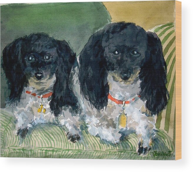 Animal Painting Wood Print featuring the painting Willie and Tucker by John West