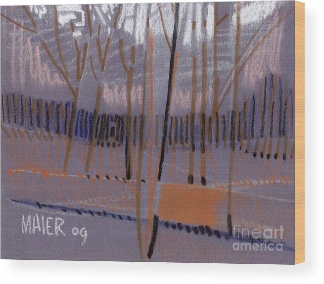 Abstract Wood Print featuring the painting Winter Landscape Abstract by Donald Maier