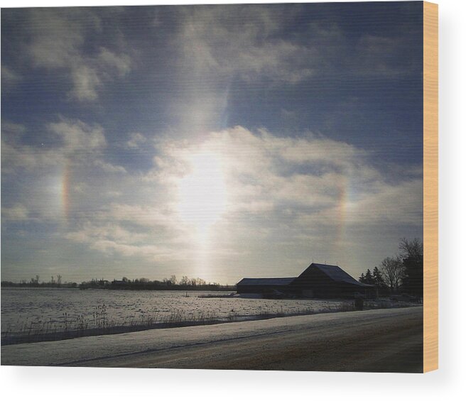 Winter Wood Print featuring the mixed media Winter Sun Dogs by Bruce Ritchie