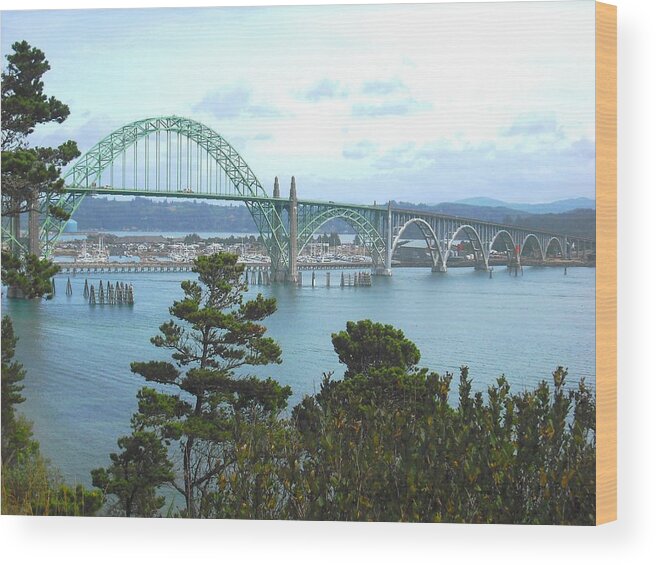 Yaquina Bay Wood Print featuring the photograph Yaquina Bay Bridge Newport by Kelly Manning