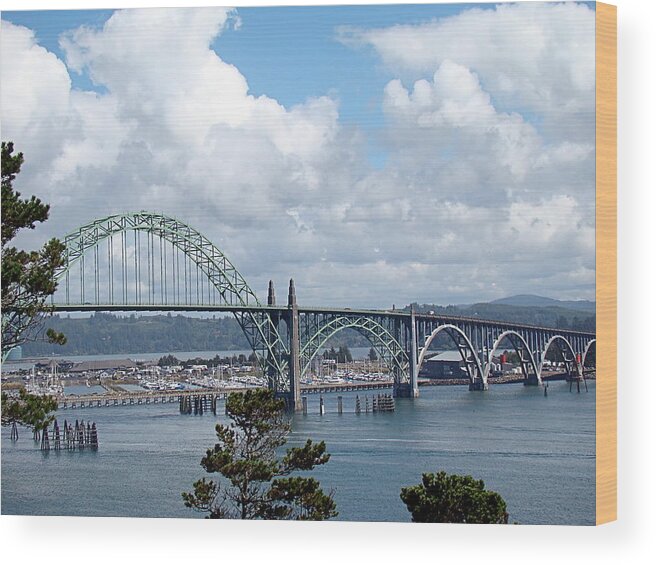 Bridge Wood Print featuring the photograph Yaquina Bay Bridge by Nick Kloepping
