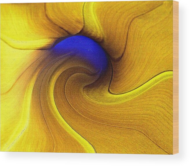 Abstract Wood Print featuring the digital art Yellow Wave by Carrie OBrien Sibley