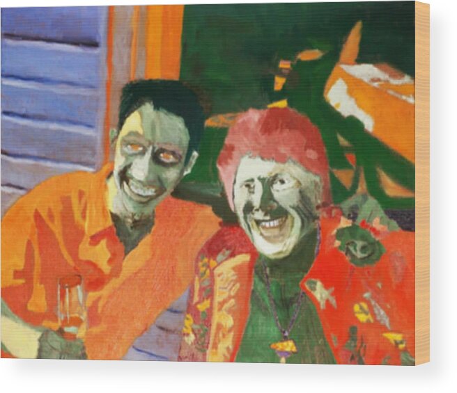 Laughter Wood Print featuring the painting Youth and Beauty Share a Laugh by Brent Harris