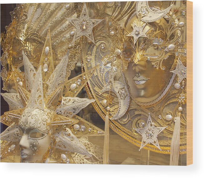 Venetian Carnival Masks Wood Print featuring the photograph All That Glitters #1 by Elvira Butler