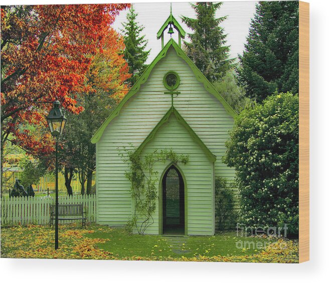 Church Wood Print featuring the photograph Arrowtown Church #1 by Karen Lewis