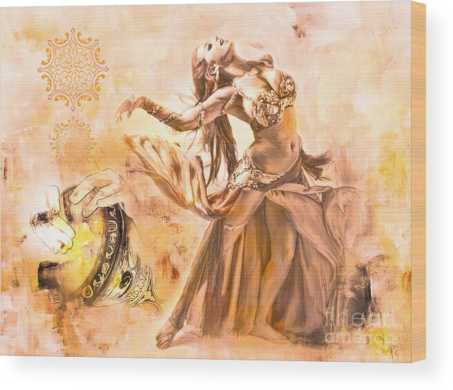 Arabian Wood Print featuring the painting Belly Dance by Gull G