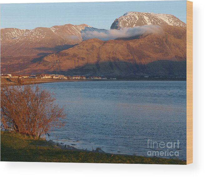 Ben Nevis Wood Print featuring the photograph Ben Nevis from Corpach by Phil Banks