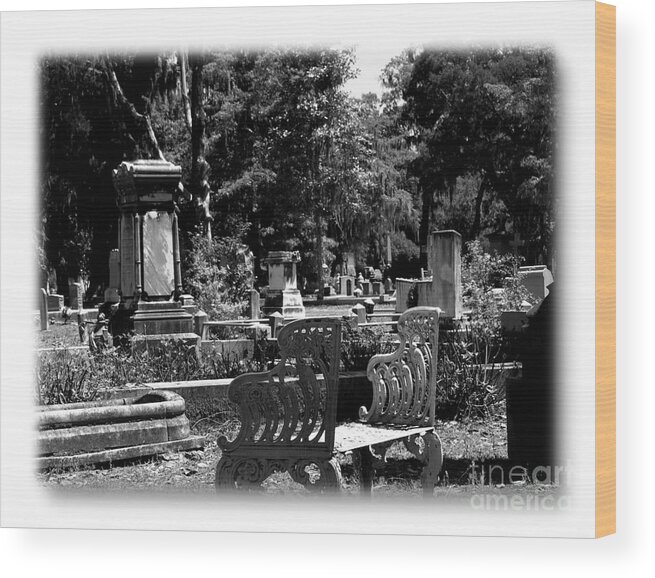 Bonaventure Cemetery Wood Print featuring the photograph Bonaventure Cemetery BW #3 by Jacqueline M Lewis