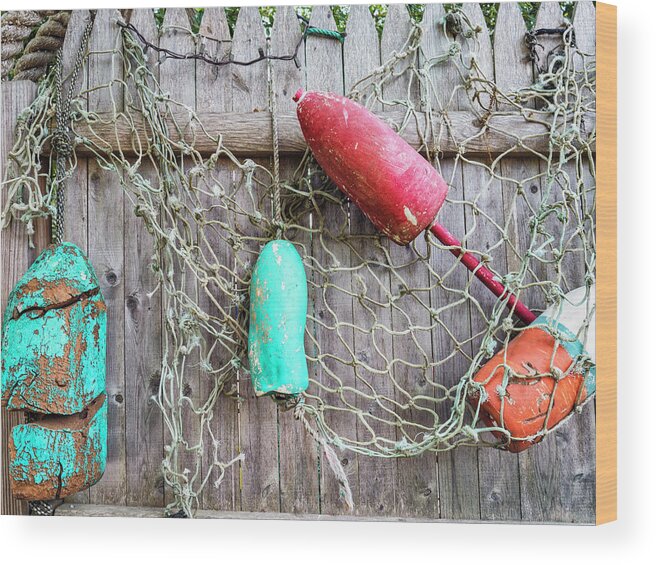 Cape Cod Wood Print featuring the photograph Bright buoys II by Marianne Campolongo