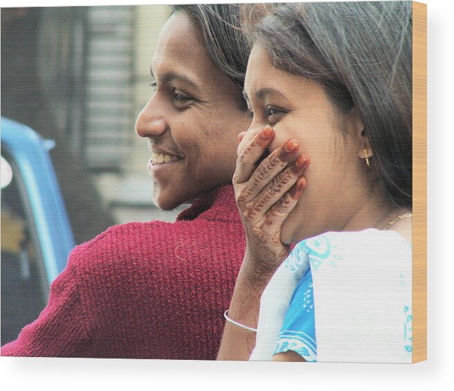 Happy Wood Print featuring the photograph Faces of India - Happy Couple #1 by Steve Rudolph