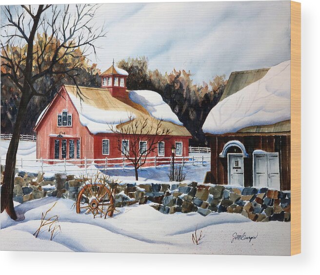 Barn Wood Print featuring the painting From the Green in Winter by Joseph Burger