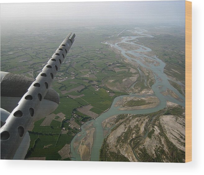 Afghanistan Wood Print featuring the photograph Helmand River Valley from the air #1 by Jetson Nguyen