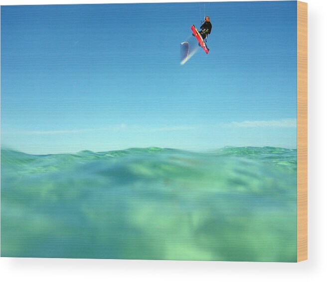 Adventure Wood Print featuring the photograph Kitesurfing by Stelios Kleanthous