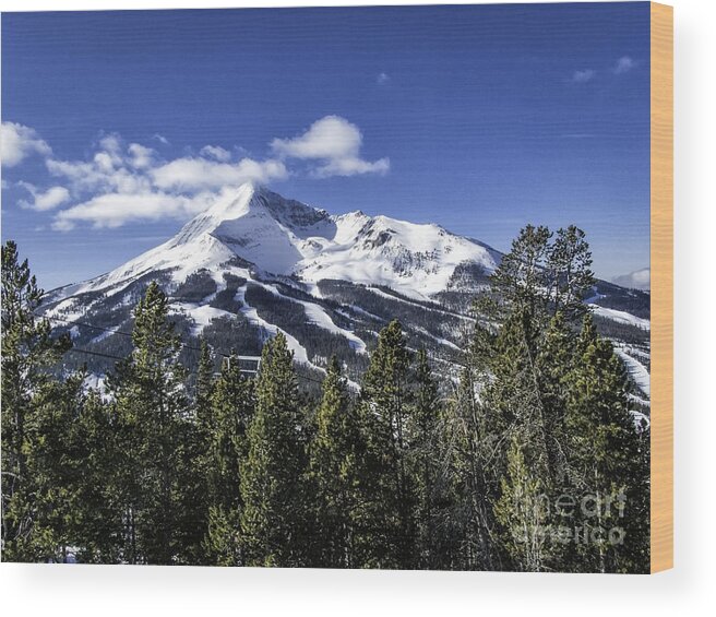 Big Sky Wood Print featuring the photograph Lone Mountain #1 by Timothy Hacker