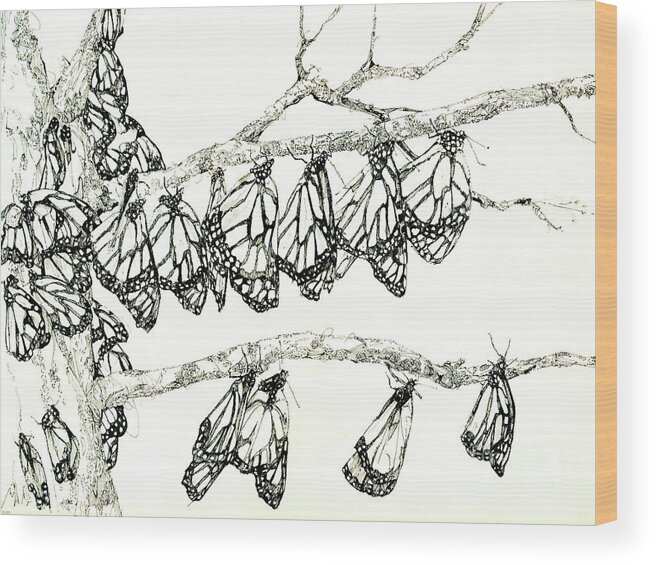 Drawing Wood Print featuring the drawing Monarch Tree by Lizi Beard-Ward