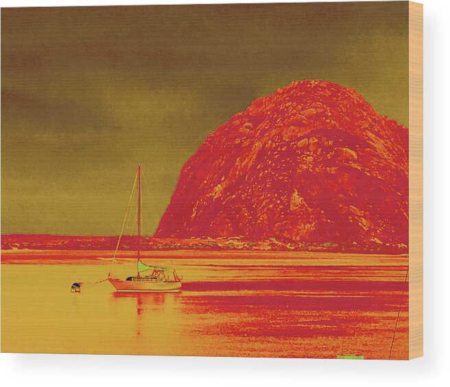 Morro Bay Rock Wood Print featuring the photograph Morro Bay Rock #1 by Bill Owen