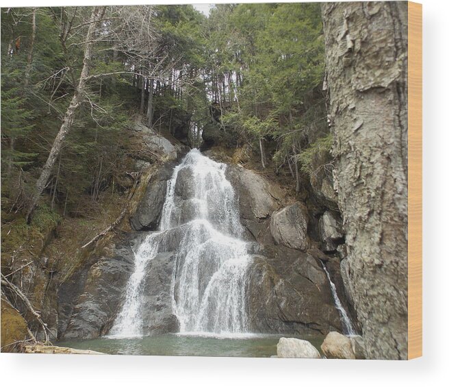 Moss Glen Falls Wood Print featuring the photograph Moss Glen Falls #1 by Catherine Gagne
