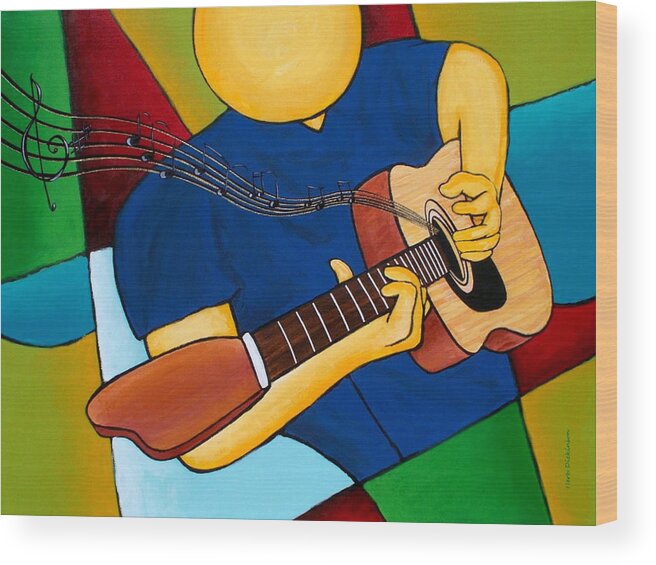Music Wood Print featuring the painting Mystical Strings #1 by Herb Dickinson