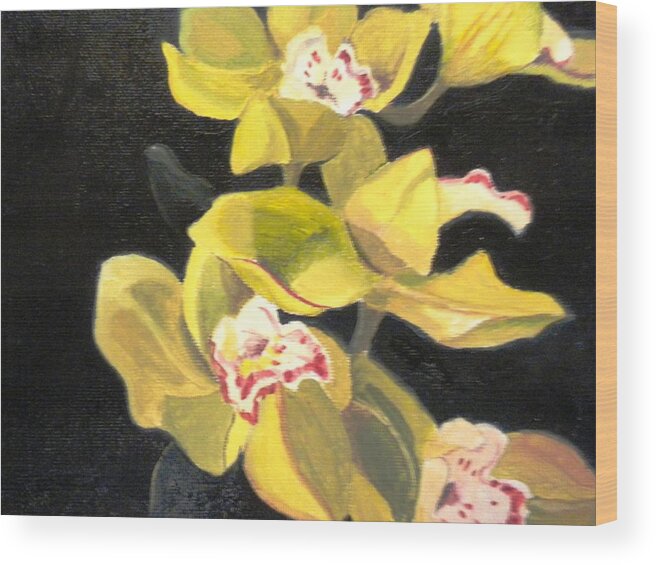 Flowers Wood Print featuring the painting Orchids by Maralyn Miller