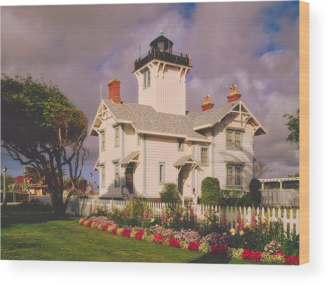 Point Fermin Wood Print featuring the photograph Point Fermin Lighthouse - San Pedro, California #1 by Mountain Dreams