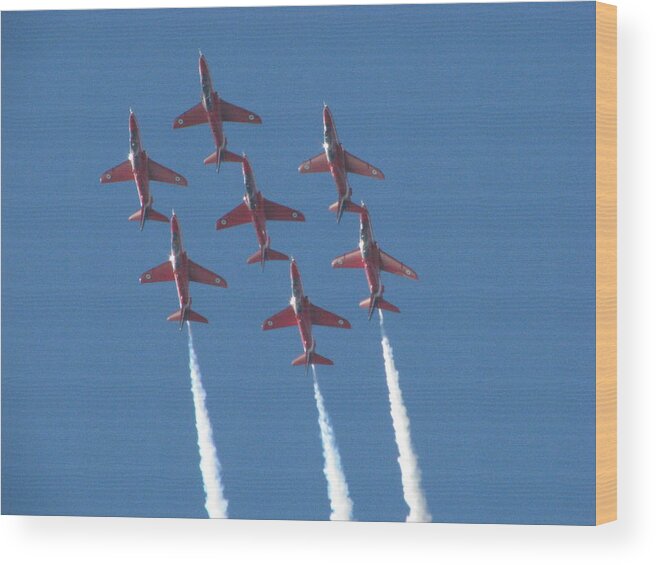 Red Arrows Display Team Wood Print featuring the photograph Red Arrows #1 by Philip de la Mare
