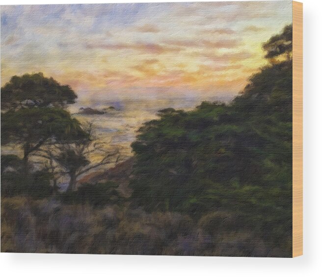 Landscape Wood Print featuring the mixed media Sunset by Jonathan Nguyen