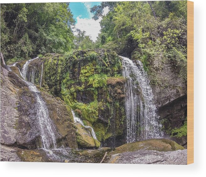 Waterfalls Wood Print featuring the photograph Waterfalls In The Mountains On Lake Jocassee South Carolina #1 by Alex Grichenko