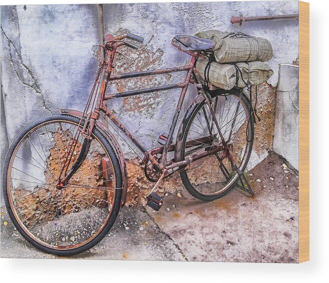 Bike Wood Print featuring the photograph 10119 Rusty Wheels by Pamela Williams